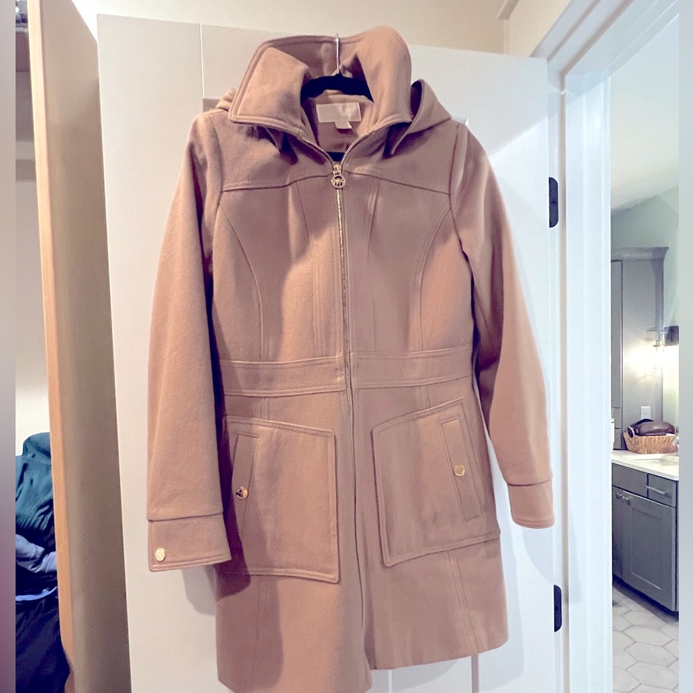 Michaels Kors Hooded Wool Blend Coat